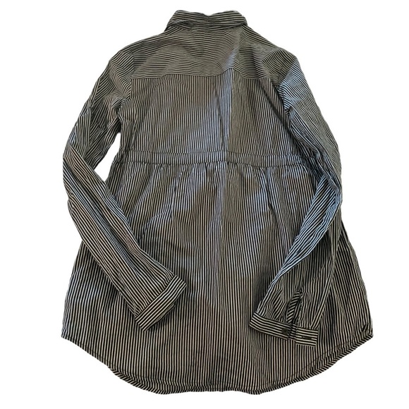 Mylie Cyrus Max Azria Top Juniors Medium Cinch Waist Roll Tab Sleeves Bl… - Picture 4 of 4